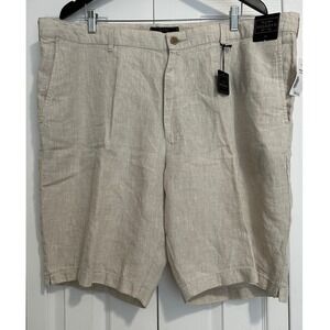 Jos A Bank Reserve Mens 44 Linen Shorts Beige Oatmeal Flat Front NWT 100% Linen